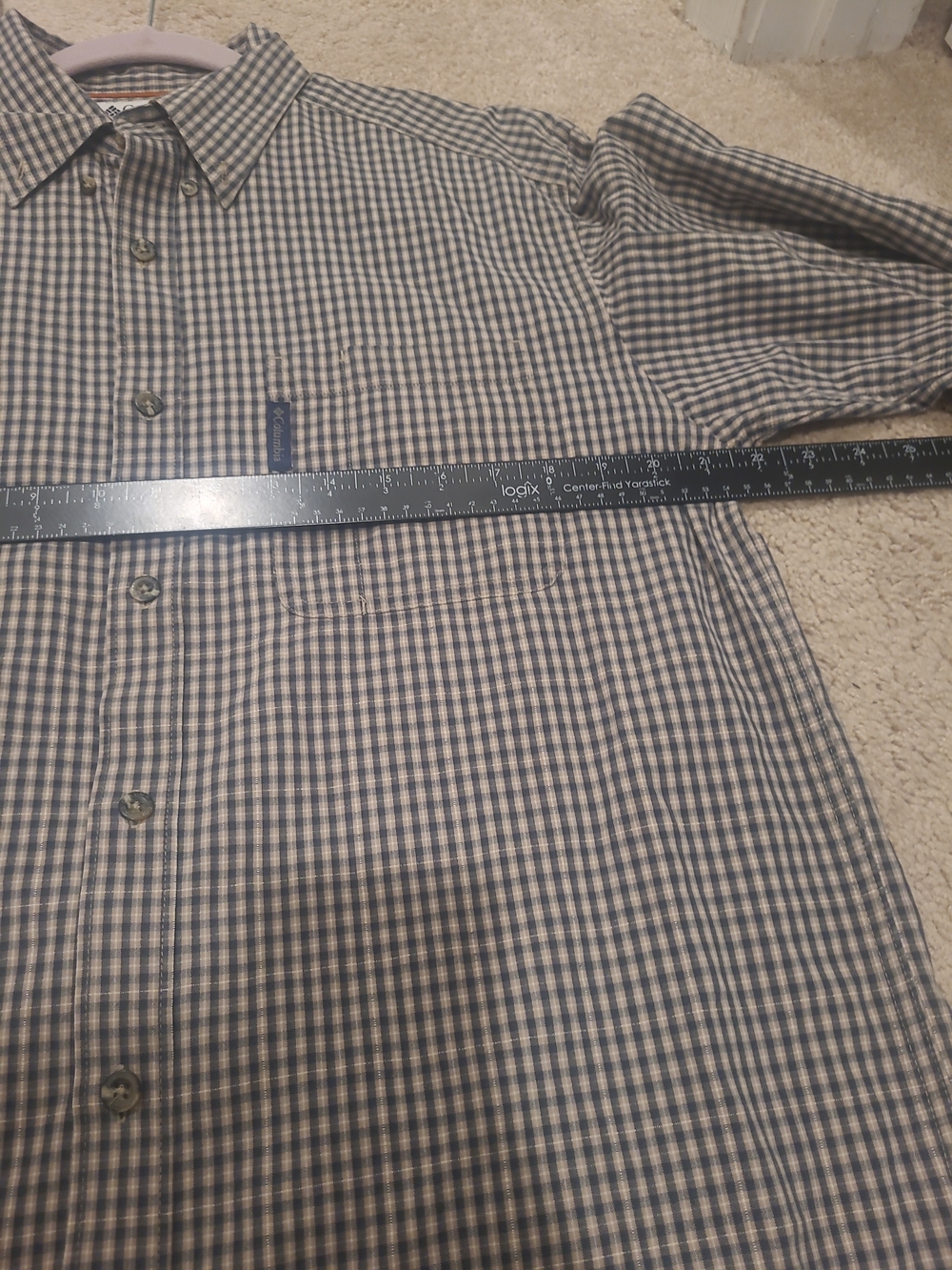 Columbia Shirt Men's Med Tan Plaid Button Down Long Sleeve Hike Casual Workwear - Picture 10 of 12